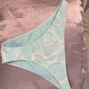Forever 21 Light Blue and White Swim Bottom